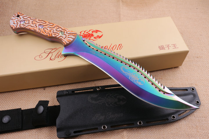 Colorful Scorpion King fixed blade knife Machete UD404705